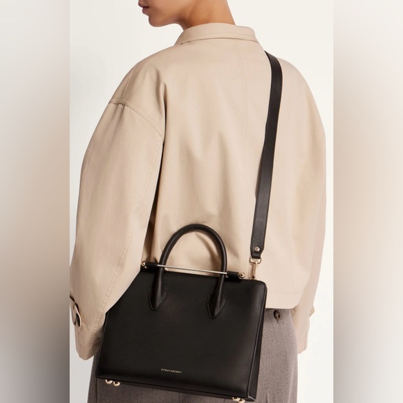 Strathberry Midi Calfskin Leather Tote - Black - Picture 10 of 10